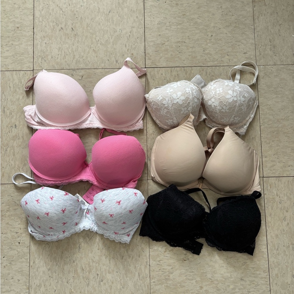 Victoria's Secret Pink, Cream, and Black Bra Collection
